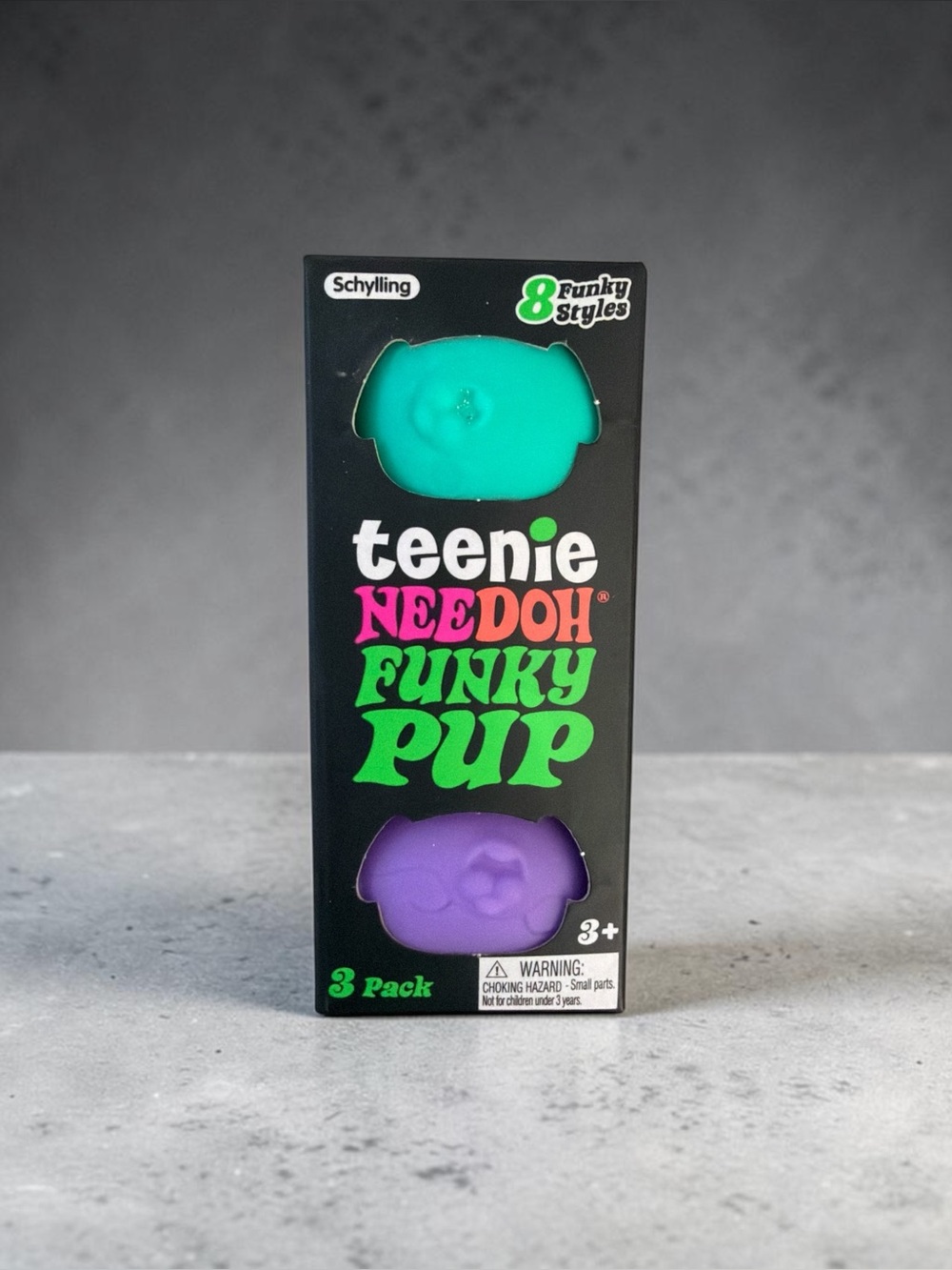 Teenie Needoh Funky Pup 3-Pack - Teal, Purple and Pink